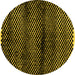 Round Machine Washable Abstract Yellow Modern Rug, wshabs4389yw