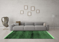 Machine Washable Abstract Emerald Green Modern Rug, wshabs4389emgrn