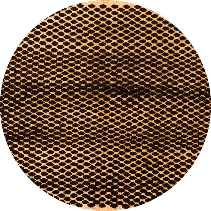 Round Machine Washable Abstract Orange Modern Area Rugs, wshabs4389org