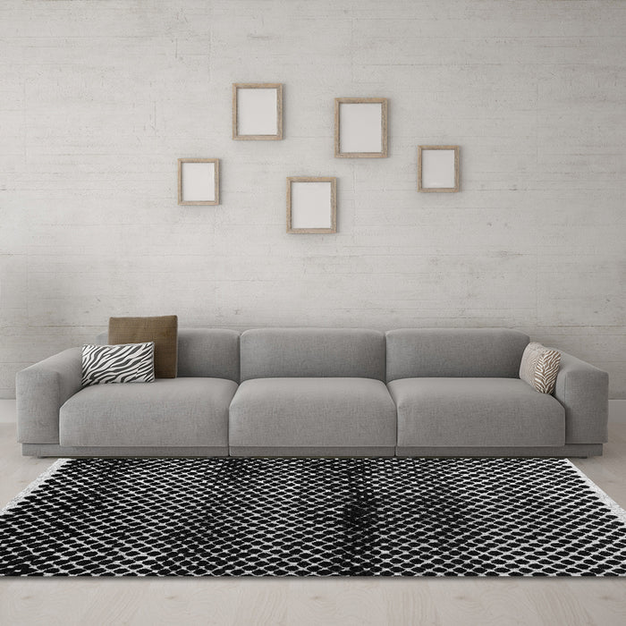 Machine Washable Abstract Gray Modern Rug in a Living Room,, wshabs4389gry