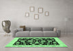 Machine Washable Oriental Emerald Green Traditional Area Rugs in a Living Room,, wshabs438emgrn