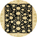 Round Abstract Mustard Yellow Oriental Rug, abs438