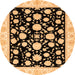 Round Machine Washable Oriental Orange Traditional Area Rugs, wshabs438org