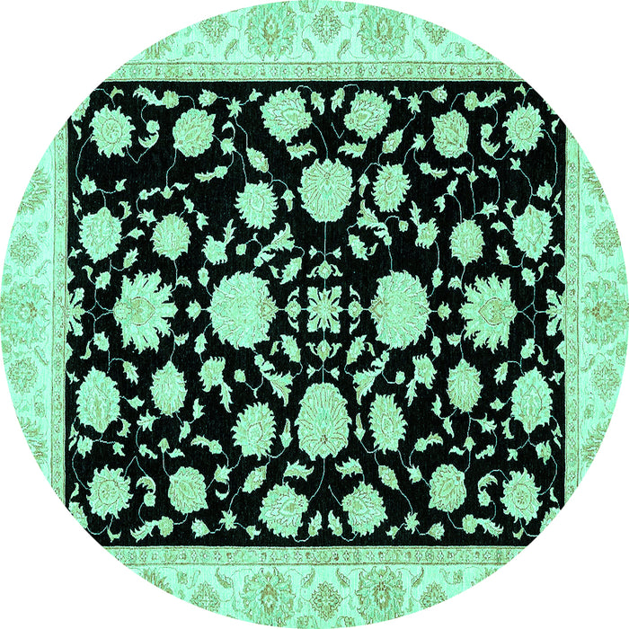 Round Oriental Turquoise Traditional Rug, abs438turq