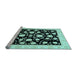 Sideview of Machine Washable Oriental Light Blue Traditional Rug, wshabs438lblu