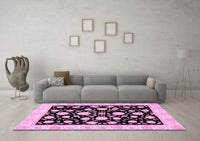 Machine Washable Oriental Pink Traditional Rug, wshabs438pnk