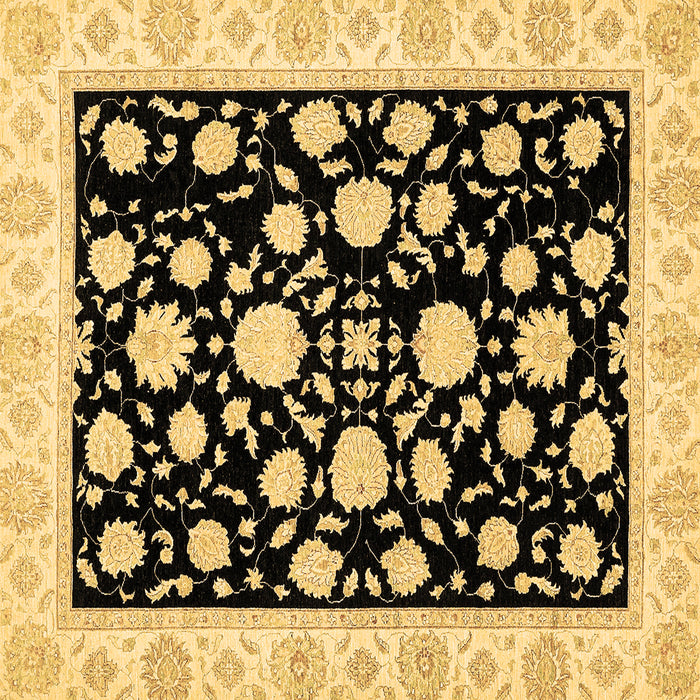 Square Oriental Brown Traditional Rug, abs438brn