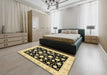 Machine Washable Abstract Mustard Yellow Rug in a Bedroom, wshabs438