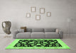 Machine Washable Oriental Green Traditional Area Rugs in a Living Room,, wshabs438grn