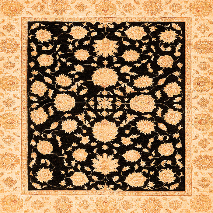 Square Machine Washable Oriental Orange Traditional Area Rugs, wshabs438org