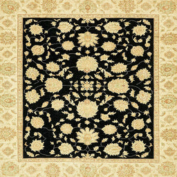 Square Abstract Mustard Yellow Oriental Rug, abs438