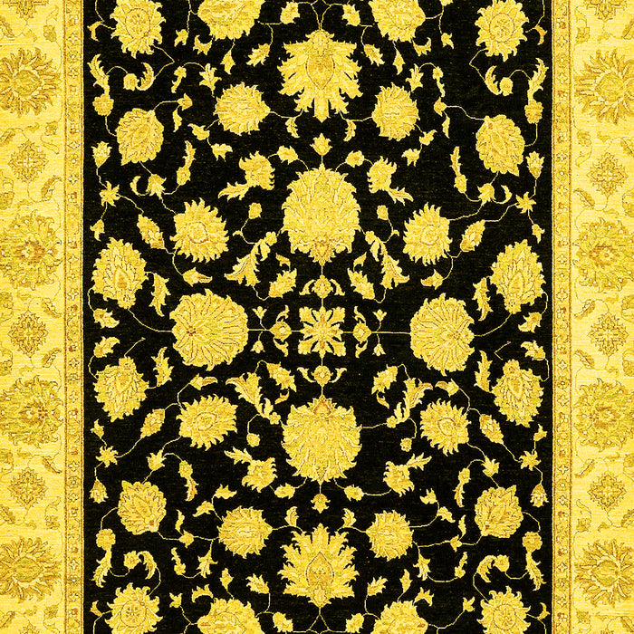 Machine Washable Oriental Yellow Traditional Rug, wshabs438yw