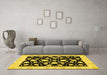 Machine Washable Oriental Yellow Traditional Rug in a Living Room, wshabs438yw