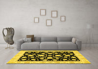 Machine Washable Oriental Yellow Traditional Rug, wshabs438yw