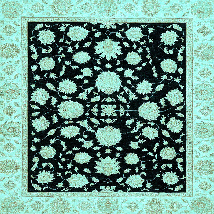 Square Machine Washable Oriental Light Blue Traditional Rug, wshabs438lblu