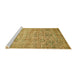 Sideview of Machine Washable Abstract Gen Brown Yellow Rug, wshabs439