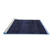 Sideview of Machine Washable Abstract Blue Modern Rug, wshabs4390blu