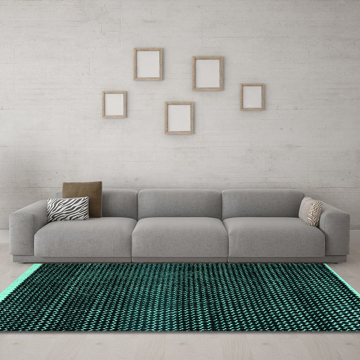 Machine Washable Abstract Turquoise Modern Area Rugs in a Living Room,, wshabs4390turq