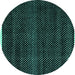 Round Abstract Turquoise Modern Rug, abs4390turq