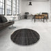 Round Machine Washable Abstract Sandstone Brown Rug in a Office, wshabs4390