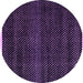 Round Machine Washable Abstract Purple Modern Area Rugs, wshabs4390pur