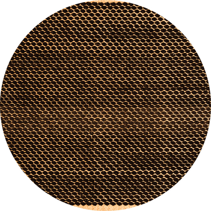 Round Machine Washable Abstract Orange Modern Area Rugs, wshabs4390org