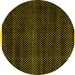 Round Machine Washable Abstract Yellow Modern Rug, wshabs4390yw