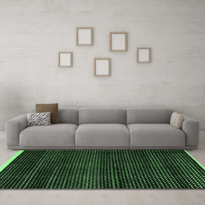 Machine Washable Abstract Emerald Green Modern Area Rugs in a Living Room,, wshabs4390emgrn