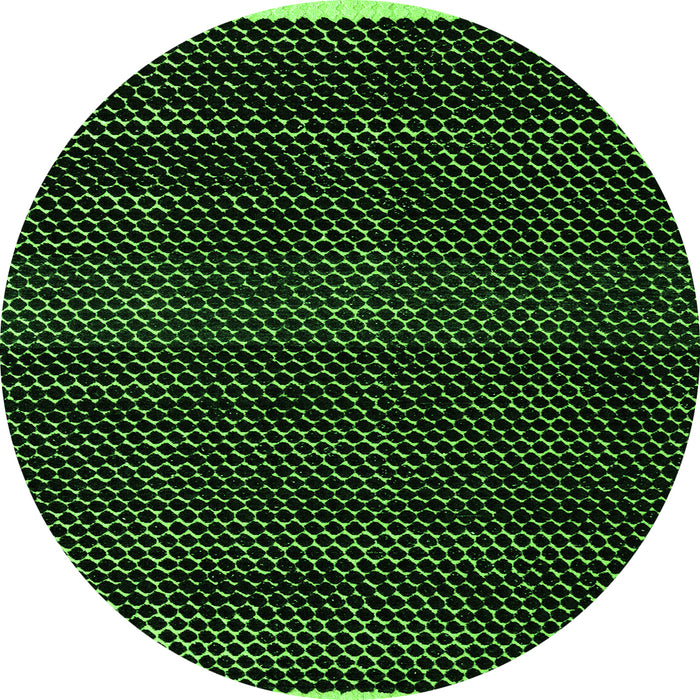 Round Machine Washable Abstract Green Modern Area Rugs, wshabs4390grn