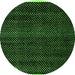 Round Machine Washable Abstract Green Modern Area Rugs, wshabs4390grn