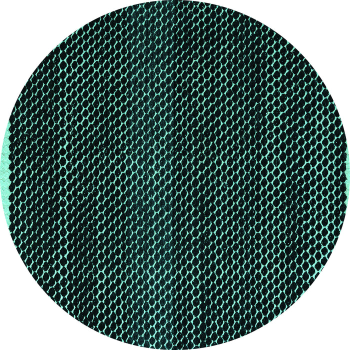 Round Machine Washable Abstract Turquoise Modern Area Rugs, wshabs4390turq