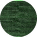 Round Machine Washable Abstract Emerald Green Modern Area Rugs, wshabs4390emgrn