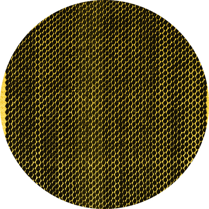 Round Abstract Yellow Modern Rug, abs4390yw