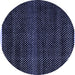 Round Abstract Blue Modern Rug, abs4390blu