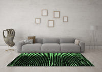 Machine Washable Abstract Emerald Green Modern Rug, wshabs4391emgrn