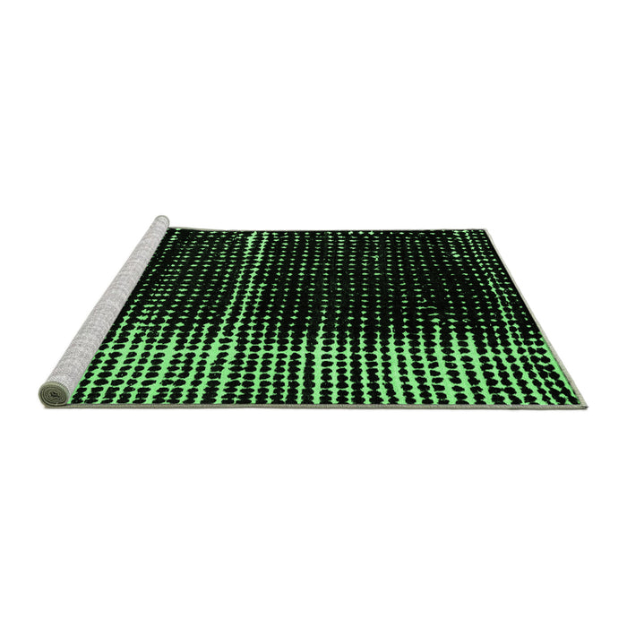 Sideview of Machine Washable Abstract Emerald Green Modern Area Rugs, wshabs4391emgrn
