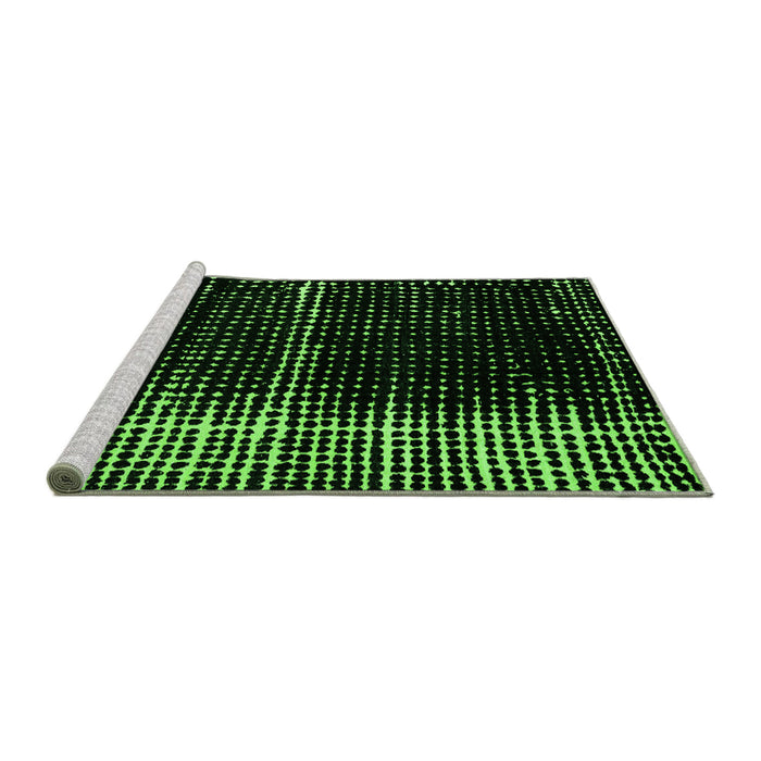 Sideview of Machine Washable Abstract Green Modern Area Rugs, wshabs4391grn
