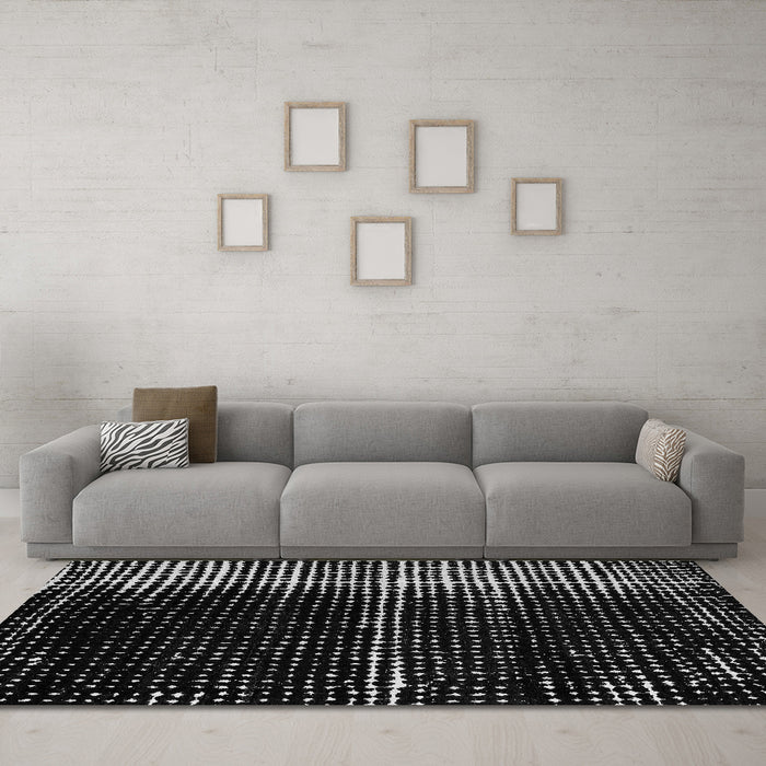 Machine Washable Abstract Gray Modern Rug in a Living Room,, wshabs4391gry