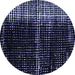 Round Abstract Blue Modern Rug, abs4391blu