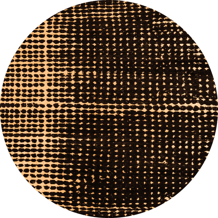 Round Machine Washable Abstract Orange Modern Area Rugs, wshabs4391org