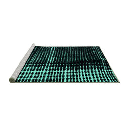 Sideview of Machine Washable Abstract Turquoise Modern Area Rugs, wshabs4391turq