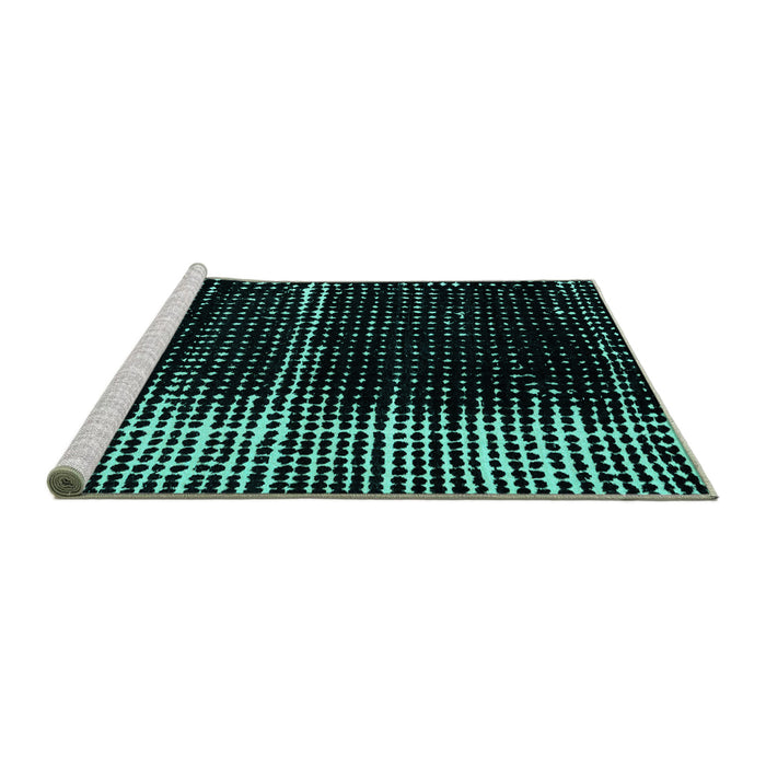 Sideview of Machine Washable Abstract Turquoise Modern Area Rugs, wshabs4391turq