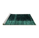 Sideview of Machine Washable Abstract Turquoise Modern Area Rugs, wshabs4391turq