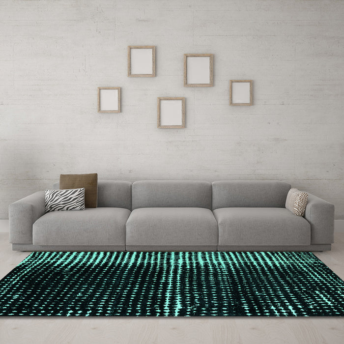 Machine Washable Abstract Turquoise Modern Area Rugs in a Living Room,, wshabs4391turq