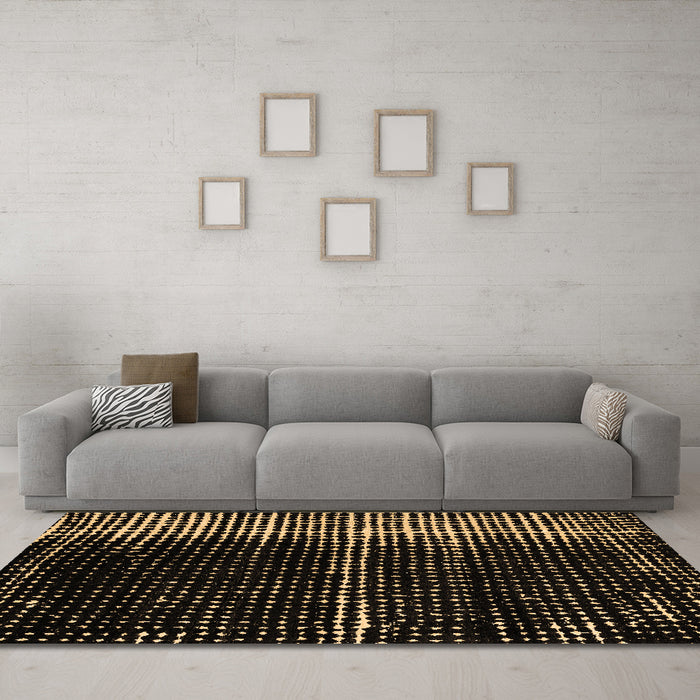 Machine Washable Abstract Brown Modern Rug in a Living Room,, wshabs4391brn