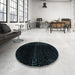 Round Machine Washable Abstract Dark Slate Gray Green Rug in a Office, wshabs4392