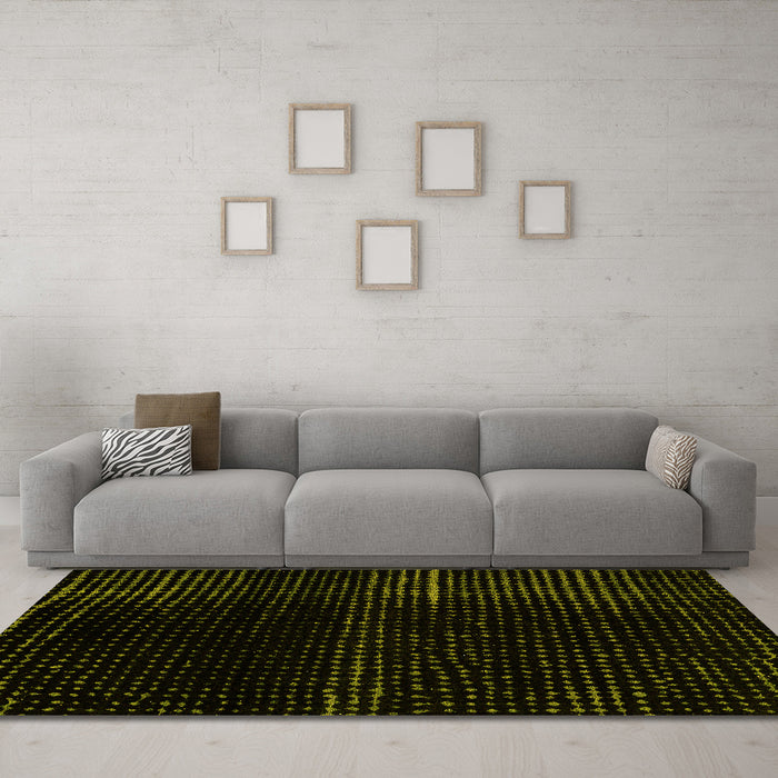 Machine Washable Abstract Yellow Modern Rug in a Living Room, wshabs4392yw