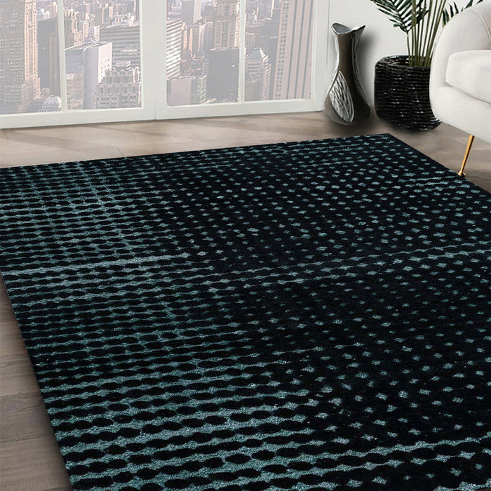 Abstract Dark Slate Gray Green Modern Rug in Family Room, abs4392