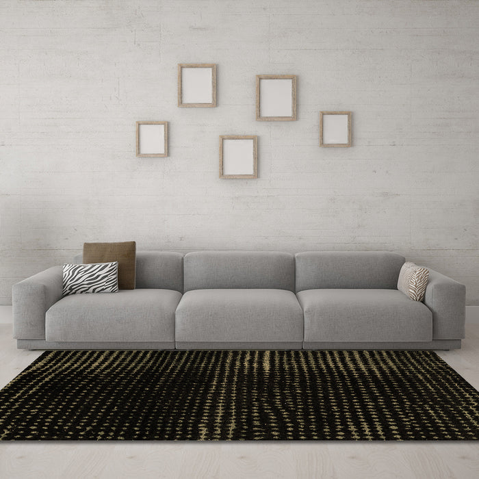 Machine Washable Abstract Brown Modern Rug in a Living Room,, wshabs4392brn