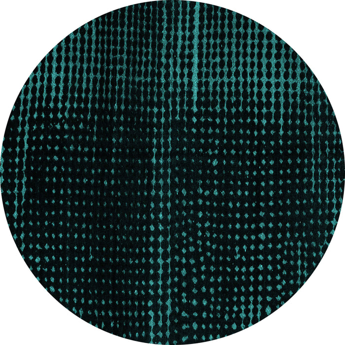 Round Abstract Turquoise Modern Rug, abs4392turq